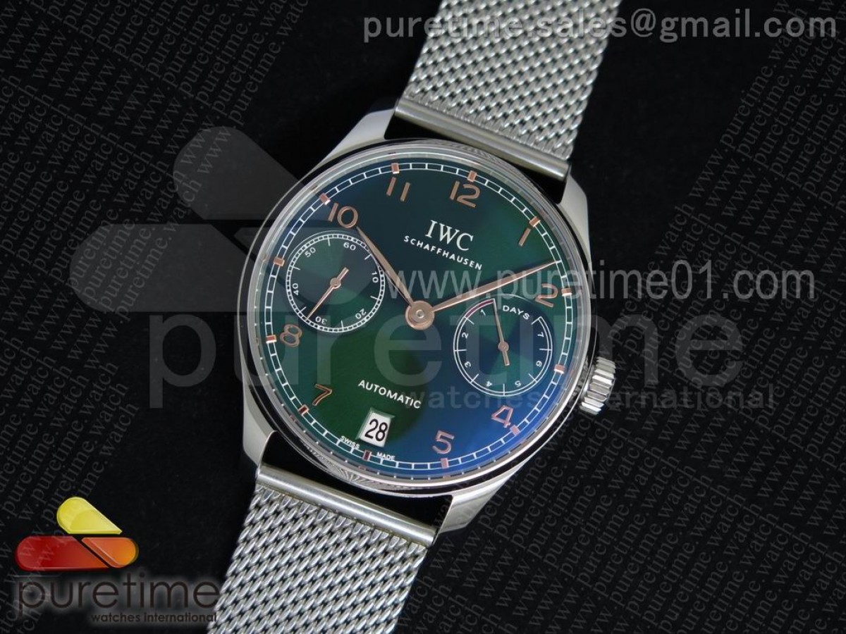 YL공장 IWC 포르투기저 5001 그린다이얼 로즈골드마크 / 브슬 Portuguese Real PR IW5001 SS YLF Green Dial RG Makers on SS Mesh Bracelet A52010 V4
