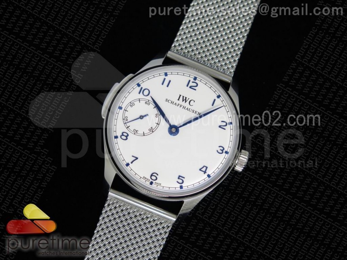 YL공장 IWC 포르투기저 5242 화이트다이얼 블루마크  / 브슬 Portuguese SS IW5242 YLF White Dial Blue Markers on SS Mesh Bracelet A95290