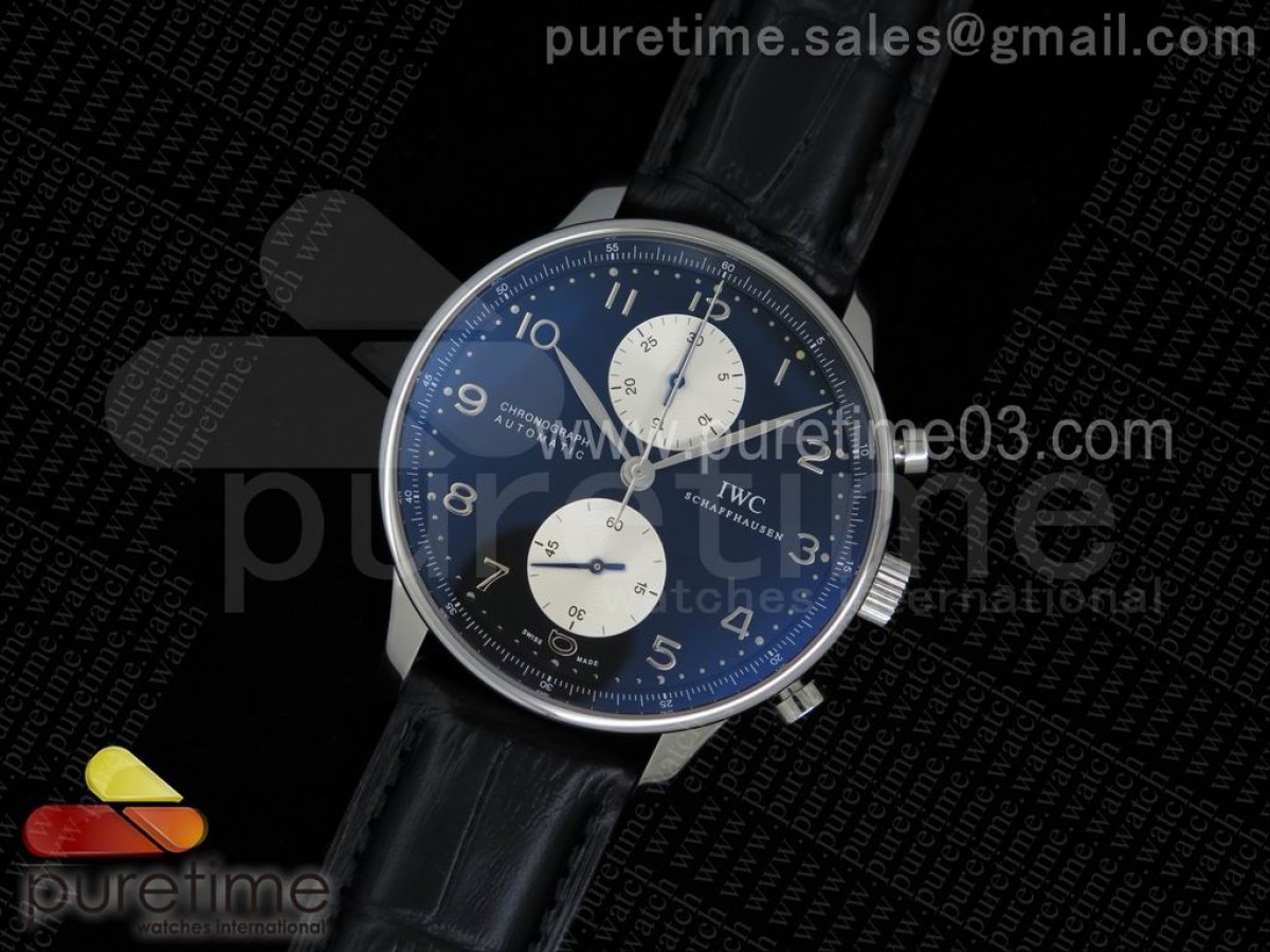 ZF공장 IWC 포르투기저 371404 크로노 / 가죽 Portuguese Chrono IW371404 ZF 1:1 Best Edition on Black Leather Strap A7750 (Same Thickness as Genuine)