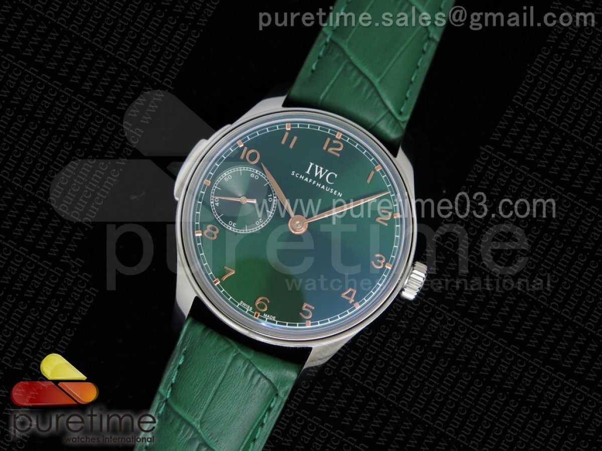 YL공장 IWC 포르투기저 5242 그린다이얼 골드마크 / 가죽 Portuguese SS IW5242 YLF Green Dial Gold Makers on Green Leather Strap A95290