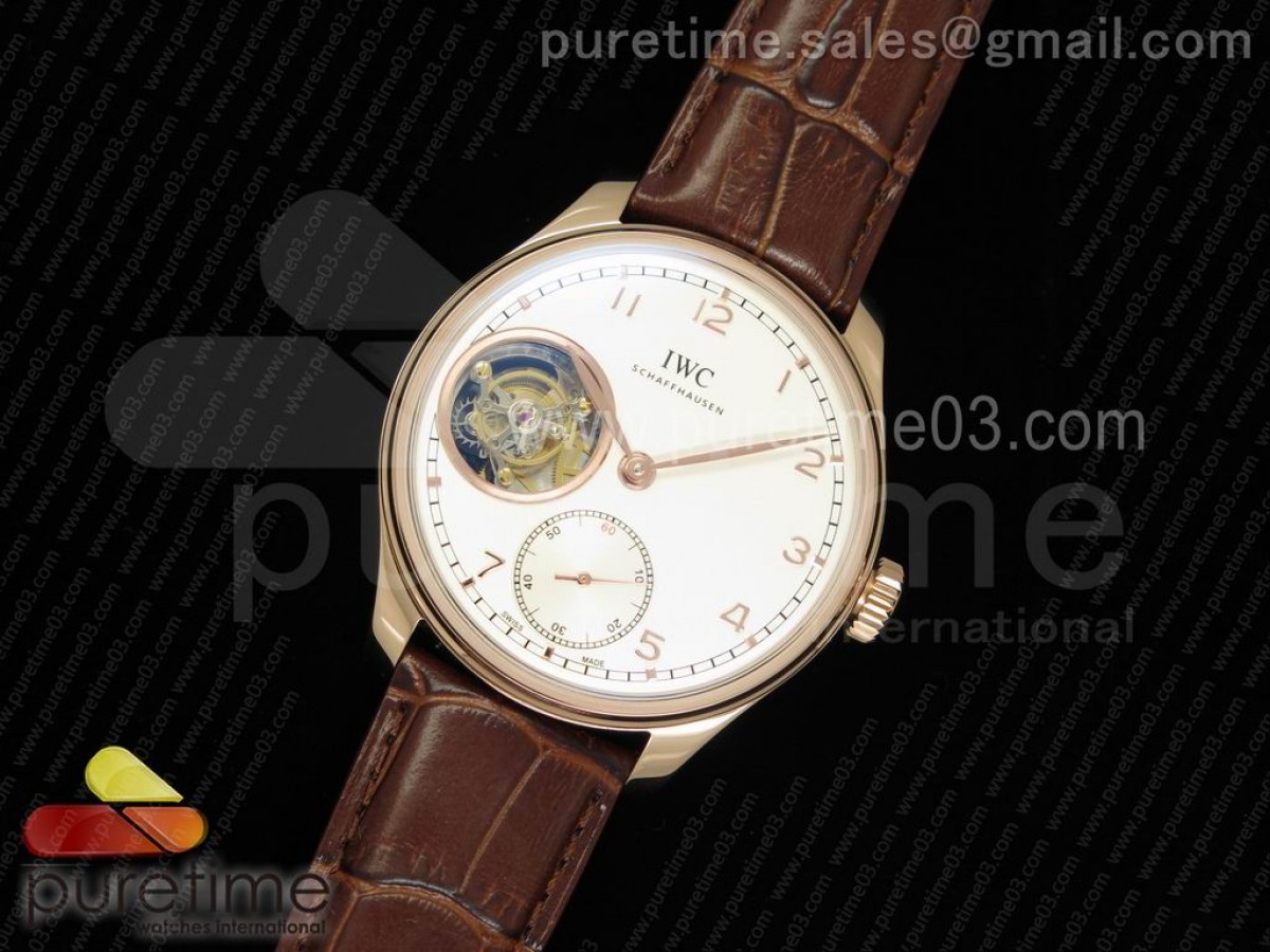 YL공장 IWC 포르투기저 5463 뚜르비옹 화이트다이얼 로즈골드 / 가죽 Portuguese Tourbillon IW5463 RG YLF Best Edition White Dial on Brown Leather Strap