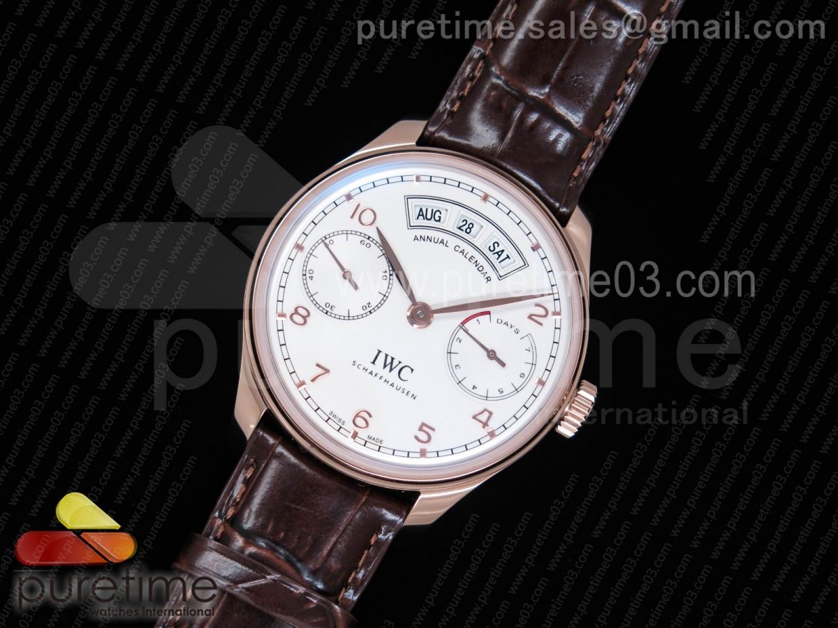 YL공장 IWC 포루트기저 캘린더 503504 화이트다이얼 로즈골드 / 가죽 Portuguese Real PR Real Annual Calendar RG IW503504 YLF 1:1 Best Edition White Dial on Black Leather Strap A52850