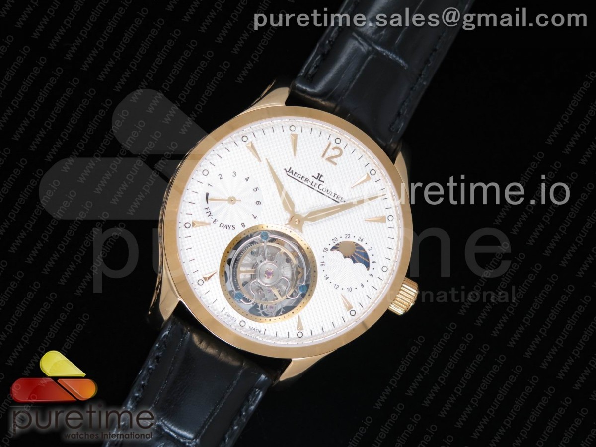 예거르클트르 마스터 그랜드 트데리션 뚜르비용 화이트텍스트 다이얼 옐로우골드 / 가죽 Master Grande Tradition Tourbillon YG White Textured Dial on Black Leather Strap