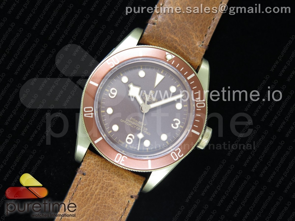 XF공장 튜더 헤르티지 블랙베이 Heritage Black Bay Bronze XF 1:1 Best Edition on Brown Leather Strap A2824 V4 (Free Nato Strap)