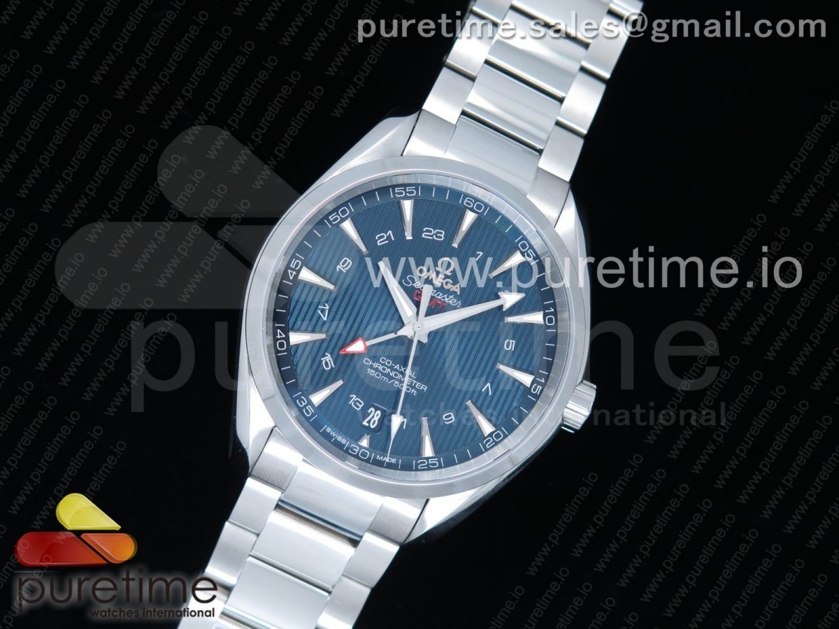 VS공장 오메가 블랙 다이얼 아쿠아테라 GMT 150M Aqua Terra 150M GMT SS VSF 11 Best Edition Black Textured Dial on SS Bracelet A8605 Super Clone