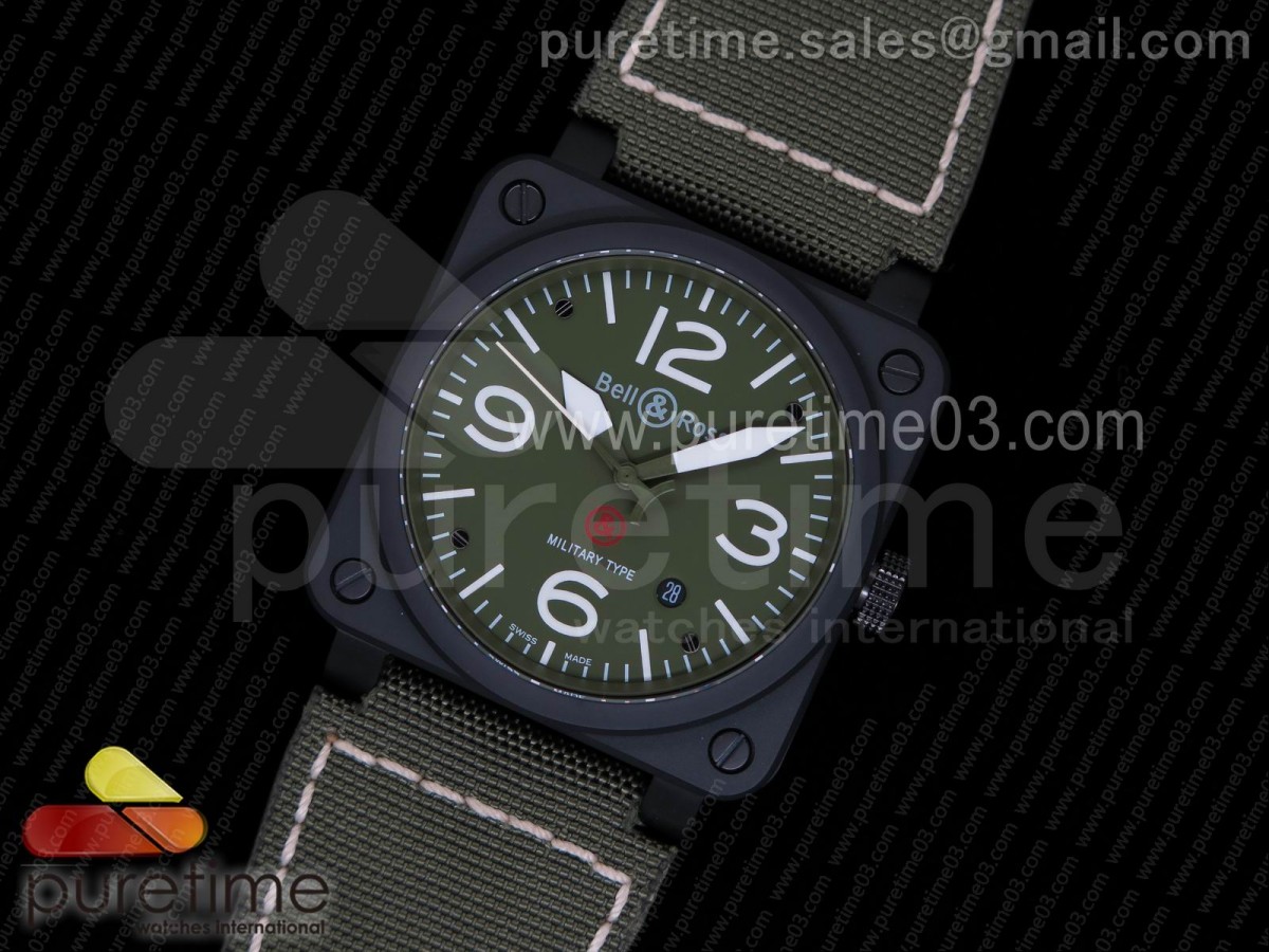벨엔로스 03-92 그린 다이얼 그린 나일론 스트랩 BR 03-92 PVD Green Dial on Green Nylon Strap MIYOTA 9015