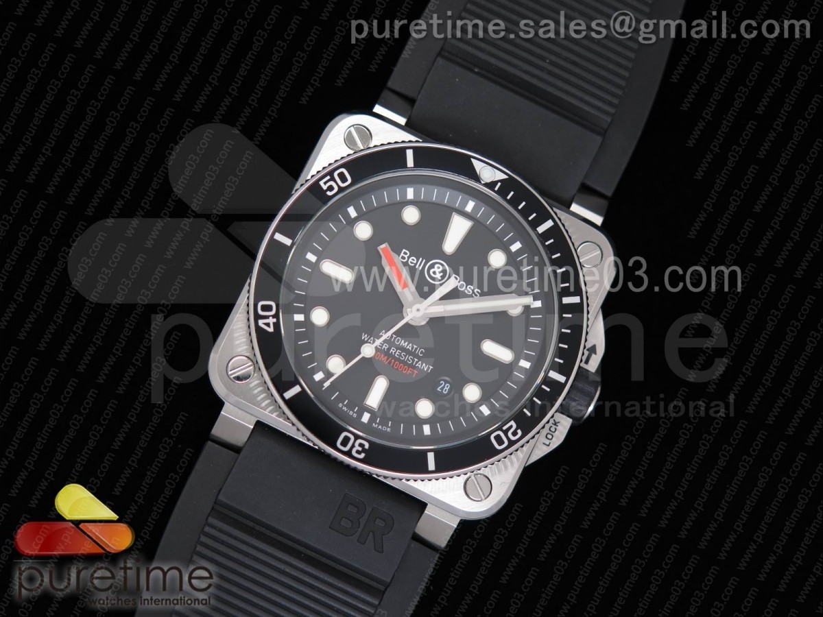 벨엔로스 BR03-92 다이버 블랙 다이얼 러버 스트랩  BR 03-92 Diver SS 1:1 Best Edition Black Dial on Rubber Strap MIYOTA 9015