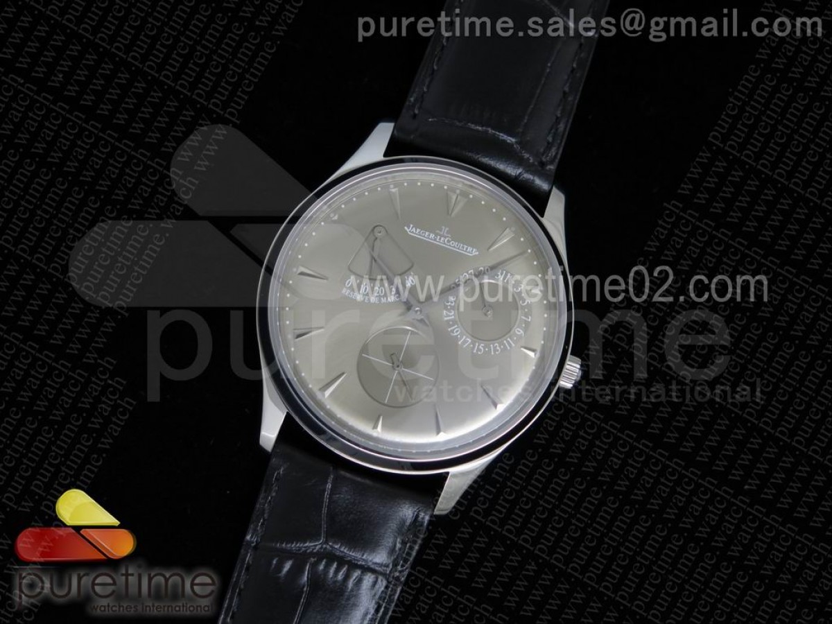 SW공장 예거르클트르 마스터 울트라씬 마르쉐 그레이 다이얼 블랙 레더 스트랩 Master Ultra Thin Réserve de Marche SS SWF 1:1 Best Edition Gray Dial on Black Leather Strap A938