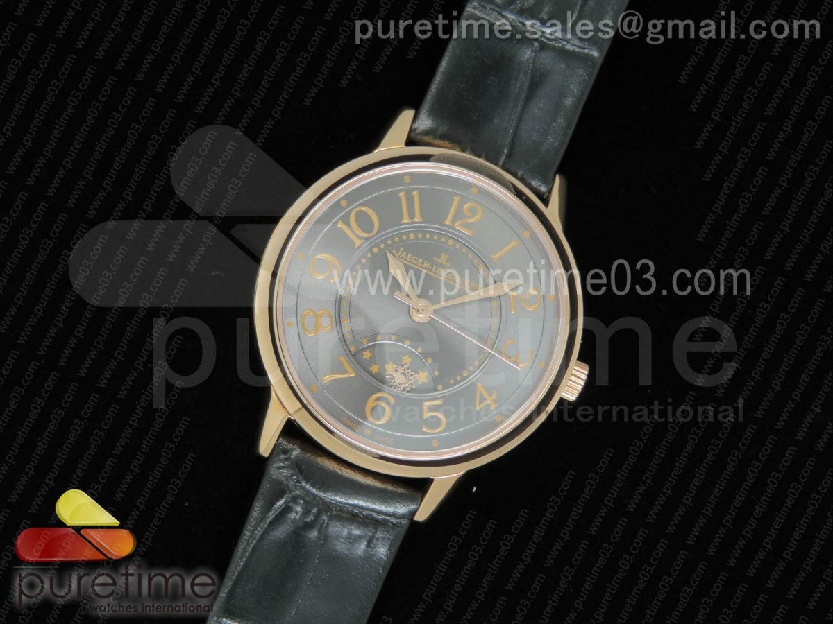 예거르클트르 랑데뷰 나이트 데이 로즈골드 그레이 다이얼 블랙 레더 스트랩 Rendez-Vous Night & Day RG Gray Dial on Black Leather Strap A898