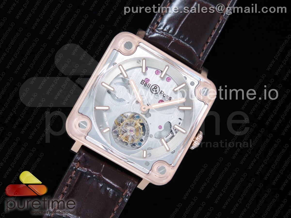 BBR공장 벨앤로스 BR-X2 사파이어 투어빌론 로즈골드금장 스틸다이얼 가죽스트랩BR-X2 Sapphire Tourbillon RG BBR Best Edition Steel Dial on Brown Leather Strap V2