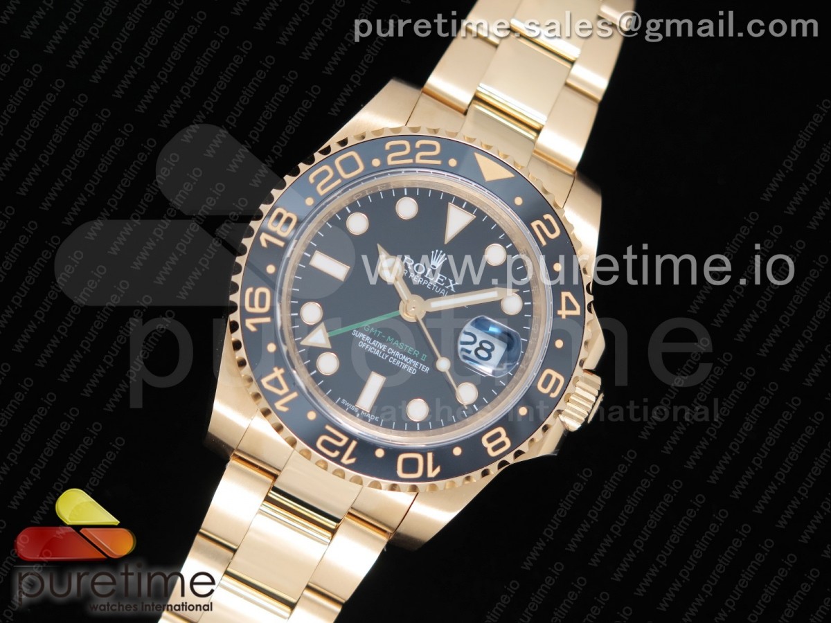 EW공장 롤렉스 GMT마스터2 옐로우골드 블랙다이얼 브레이슬릿 GMT-Master II 116718 LN Black Ceramic YG EWF Best Edition Black Dial on YG Bracelet A2836