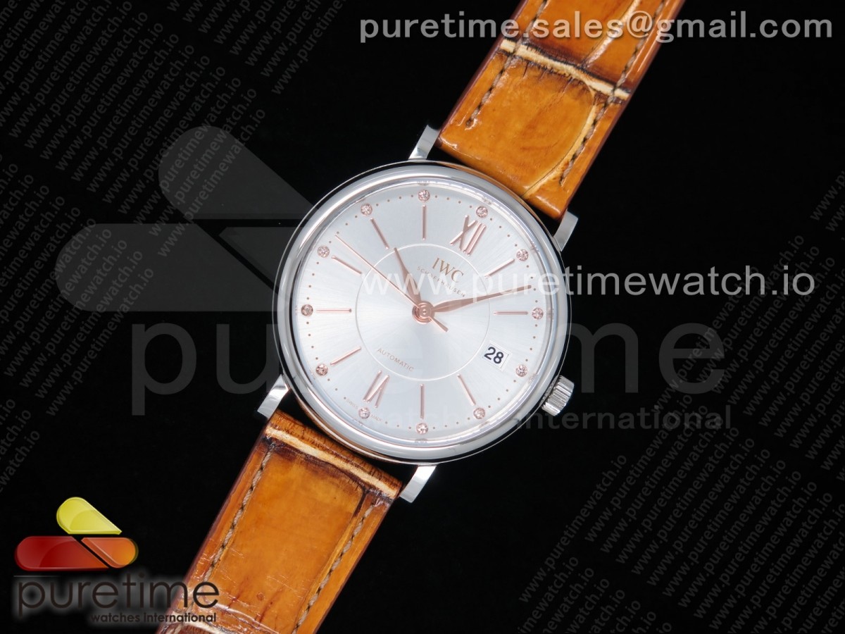 MF공장 IWC 포르토피노 37MM 실버다이얼 브라운악어스트랩 / Portofino Automatic 37 SS M+F 11 Best Edition Silver Dial on Brown Crocodile Strap A35111