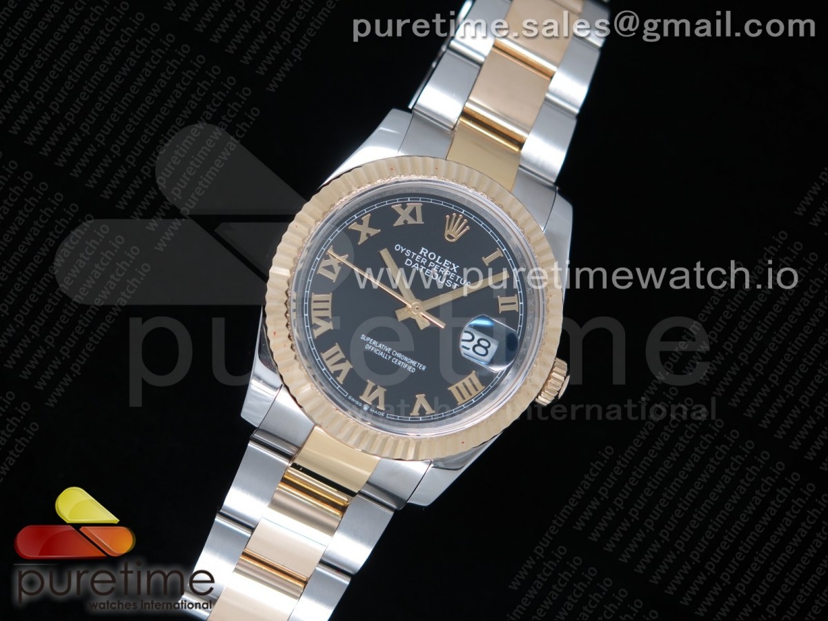 GM공장 롤렉스 데이저스트 36미리 옐로우골드 포금 블랙 로만인덱스 다이얼 브슬 / DateJust 36 SSYG Wrapped 116233 GMF Black Dial Roman Markers on SSYG Wrapped Oyster Bracelet A2836