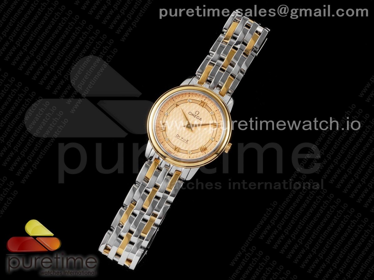 ZF공장 오메가 드빌 옐로우골드 로만다이얼 옐로우골드 콤비 브슬 / De Ville Prestige Quartz 27mm SS/YG ZF 1:1 Best Edition YG Textured Roman Dial on SS/YG Bracelet Jap Quartz