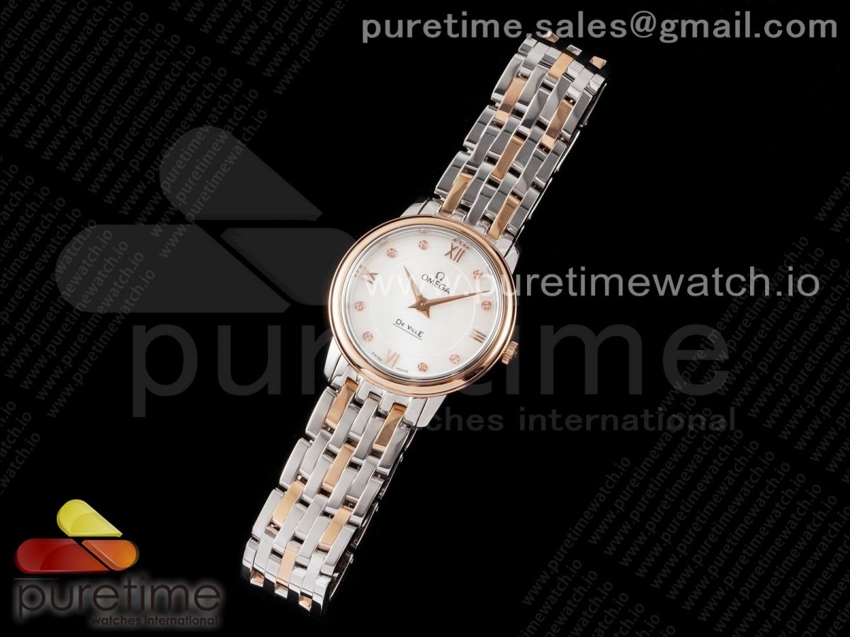 ZF공장 오메가 드빌 화이트 로만다이얼 옐로우골드 콤비 브슬 / De Ville Prestige Quartz 27mm SS/YG ZF 1:1 Best Edition White MOP Dial on SS/YG Bracelet Jap Quartz