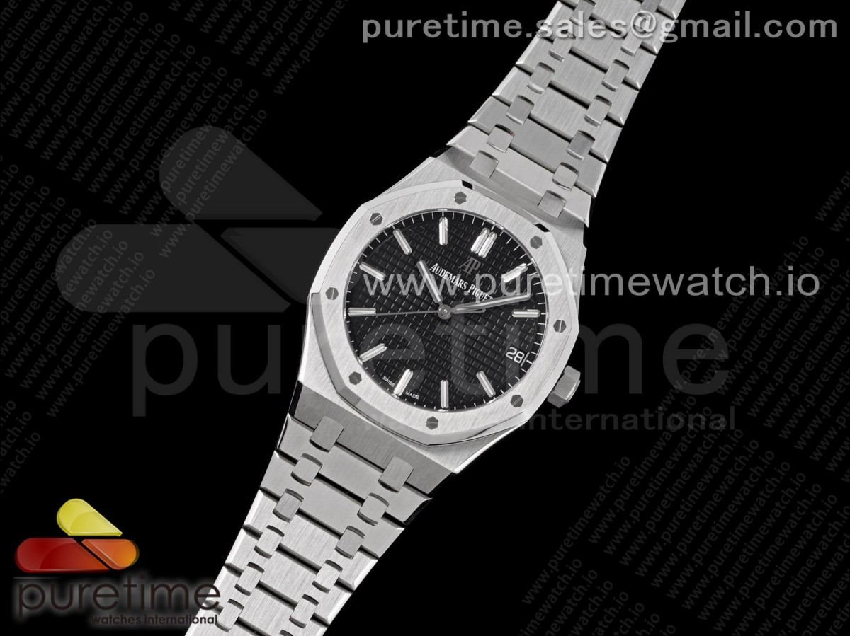 ZF공장 오데마피게 로얄오크 15500 블랙디이얼 브슬 / Royal Oak 41mm 15500 SS ZF 11 Best Edition Black Textured Dial on SS Bracelet A4302 V2