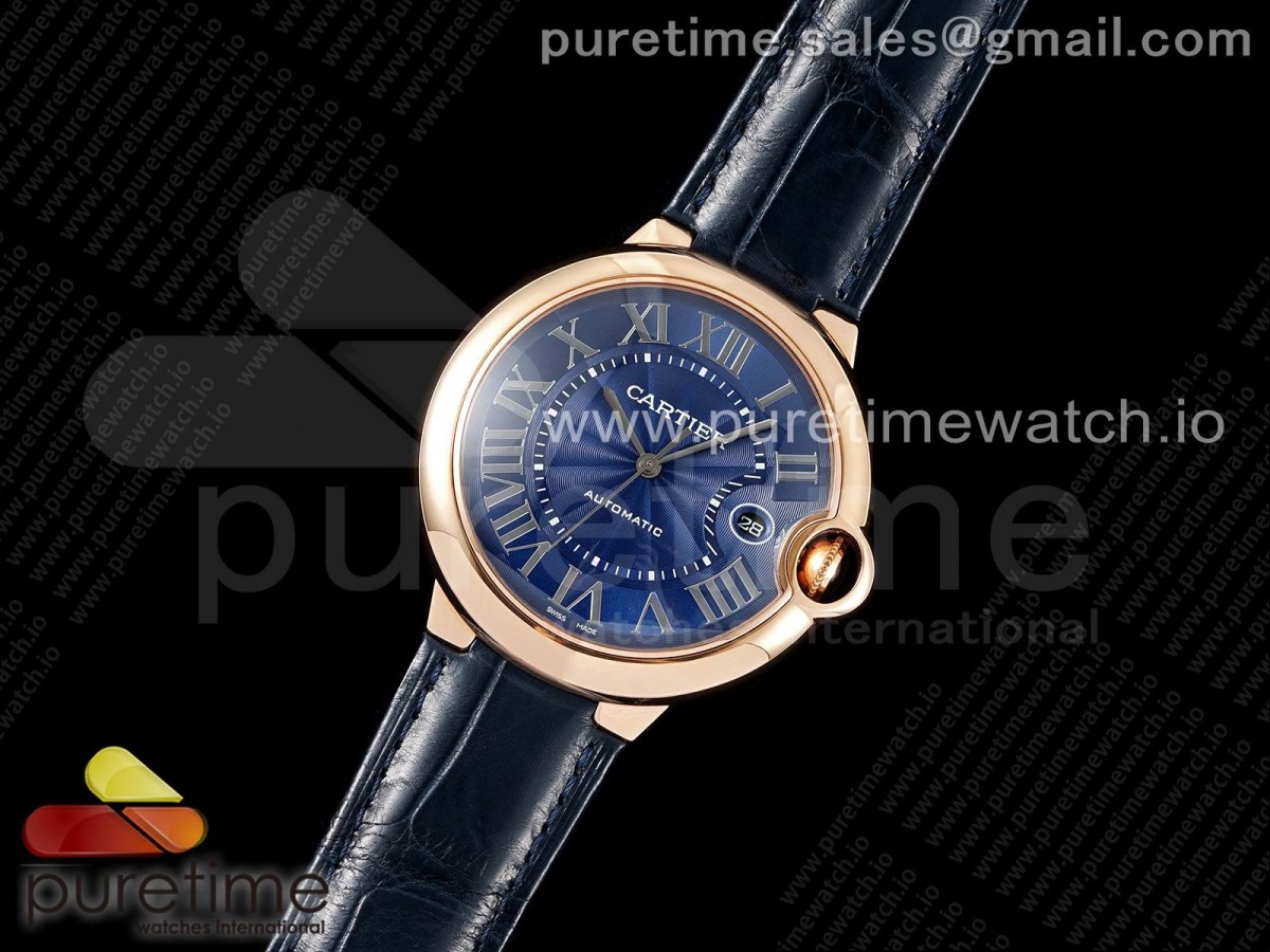 AF공장 발롱블루 42MM 블루다이얼 로즈골드 가죽 오토매틱 / Ballon Bleu 42mm RG AF 11 Best Edition Blue Textured Dial on Blue Leather Strap A2824