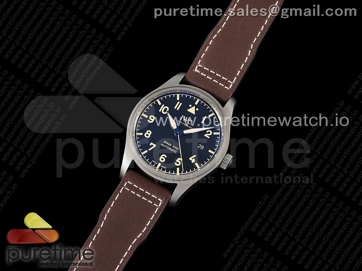 V7공장 IWC 마크18 티타늄 블랙다이얼 가죽 / Mark XVIII IW327006 Titanium V7F 11 Best Edition Black Dial on Brown Leather Strap A2892