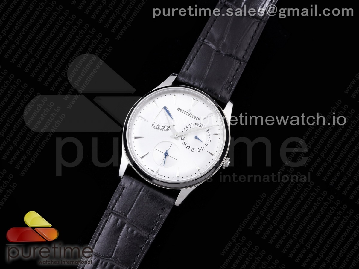 AZ공장 예거르쿨트르 마스터 울트라 씬 드 마르쉐 실버다이얼 / Master Ultra Thin Réserve de Marche SS AZF 1:1 Best Edition Silver Dial on Black Leather Strap A938
