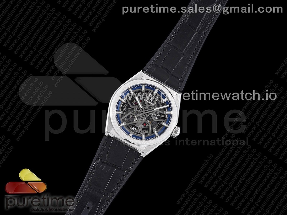 LF공장 제니스 데피클래식 스켈레톤 블루다이얼 블랙거미스트랩 /  Defy Classic LF 1:1 Best Edition Skeleton Blue Dial on Black Gummy Strap A2892