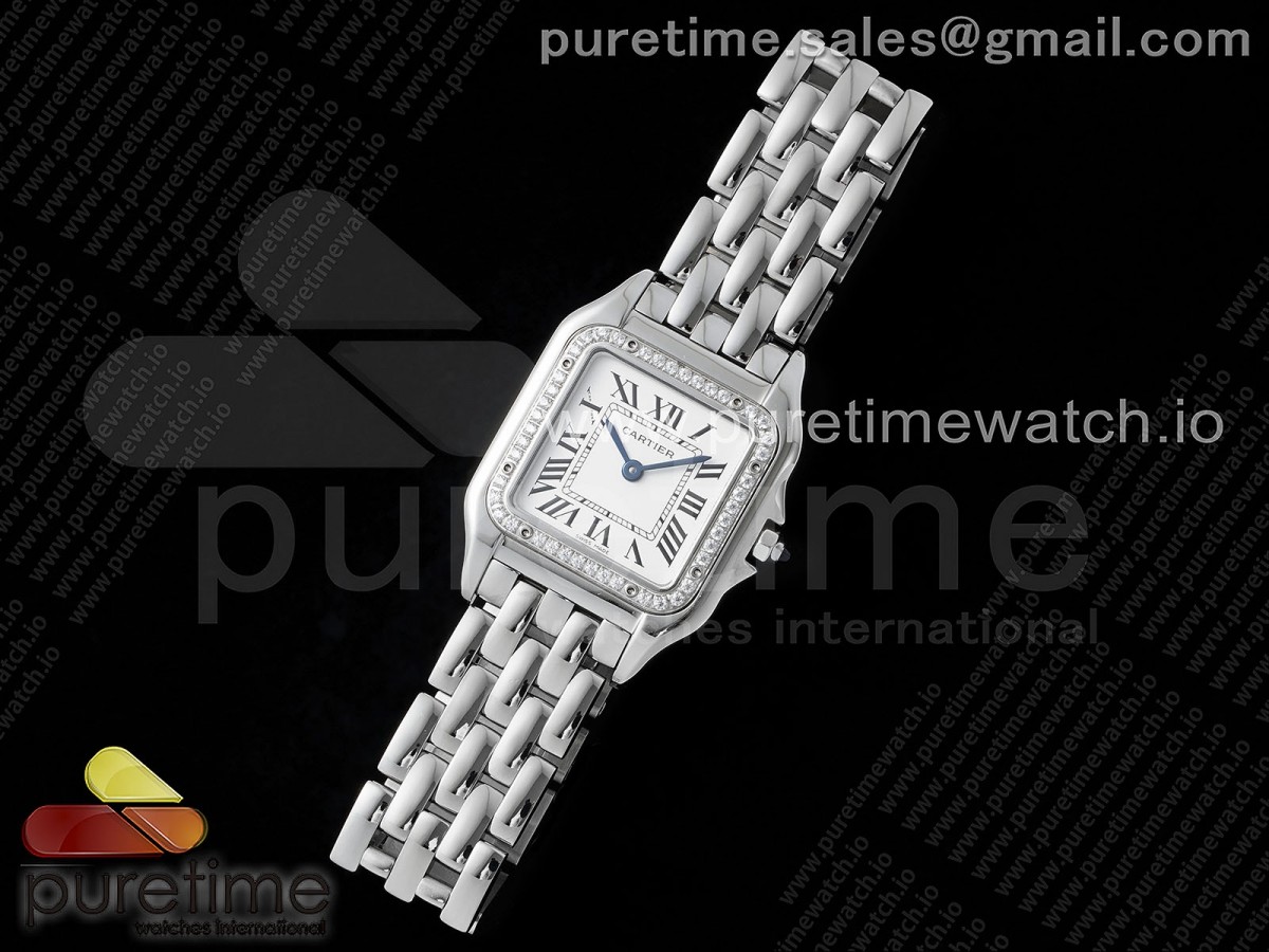 AF공장 까르띠에 팬더 27미리Panthère Ladies 27mm SS AF 11 Best Edition White Dial Diamonds Bezel on SS Bracelet Ronda Quartz