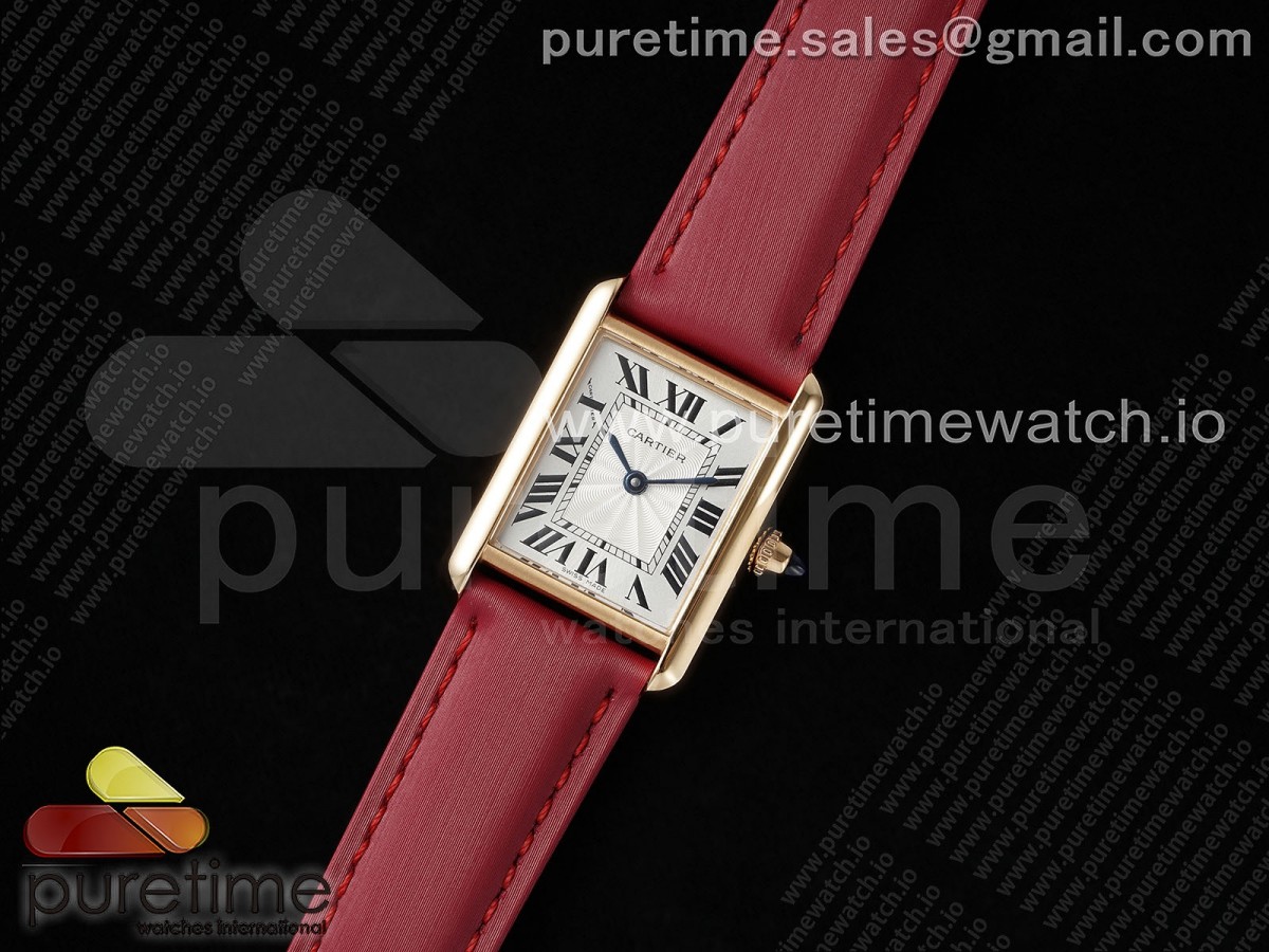 AF공장 까르띠에 탱크머스트 22미리 스몰사이즈 로즈골드 레드스트랩   Tank Must RG 22mm AF 11 Best Edition White Dial on Red Fabric Strap Ronda Quartz
