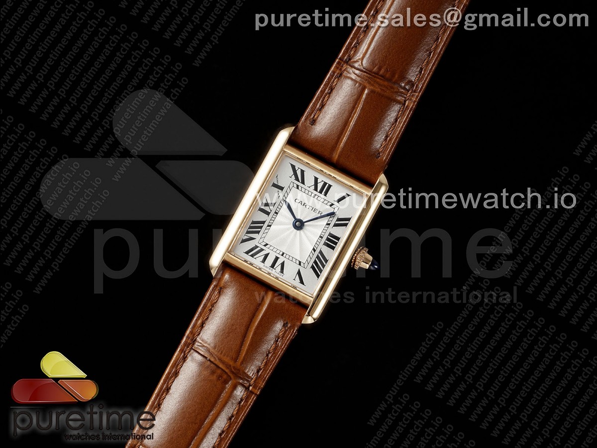 AF공장 까르띠에 탱크머스트 22미리 스몰사이즈 로즈골드  Tank Must RG 22mm AF 11 Best Edition White Dial on Brown Leather Strap Ronda Quartz