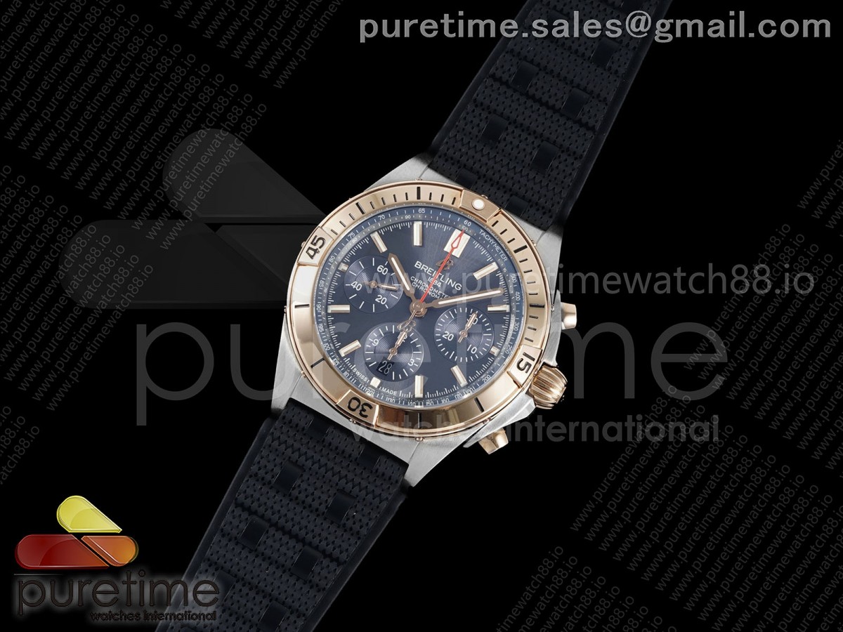 TF공장 브라이틀링 크로노맷 B01 러버스트랩 Chronomat B01 42mm SSRG TF 11 Best Edition Blue Dial on Black Rouleaux Strap A7750 V2