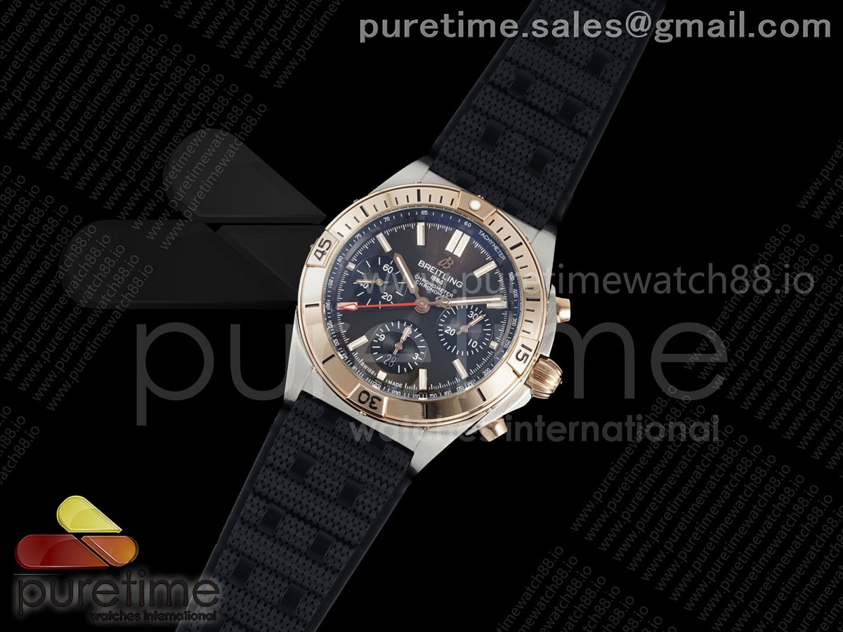 TF공장 브라이틀링 크로노맷 B01 러버스트랩 Chronomat B01 42mm SSRG TF 11 Best Edition Brown Dial on Black Rouleaux Strap A7750 V2
