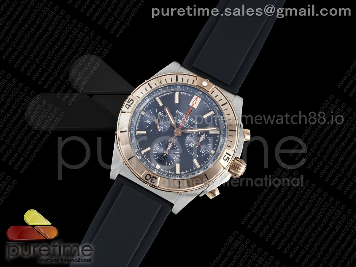 TF공장 브라이틀링 크로노맷 B01 러버스트랩 Chronomat B01 42mm SSRG TF 11 Best Edition Blue Dial on Black Rubber Strap A7750 V2