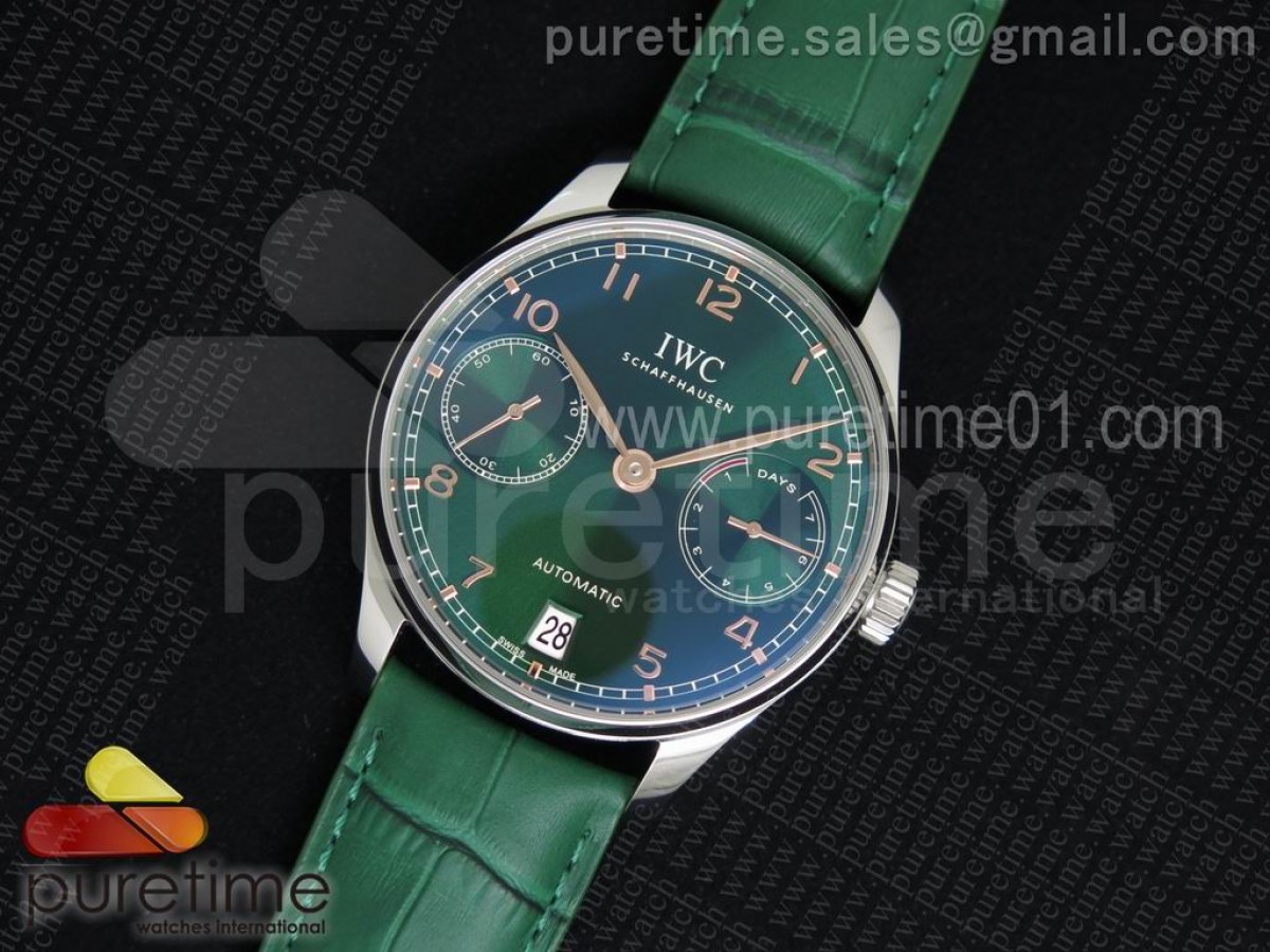 YL공장 IWC 포르투기저 5001 그린다이얼 로즈골드 마크 / 가죽 Portuguese Real PR IW5001 SS YLF Green Dial RG Makers on Green Leather Strap A52010 V4