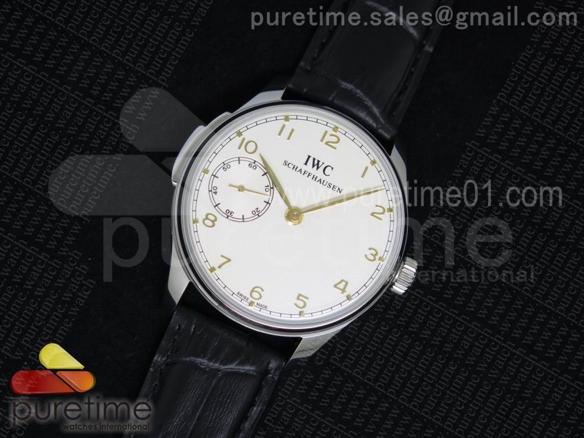 YL공장 IWC 포르투기저 5242 화이트다이얼 골드마크  / 가죽 Portuguese SS IW5242 YLF White Dial Gold Makers on Black Leather Strap A95290