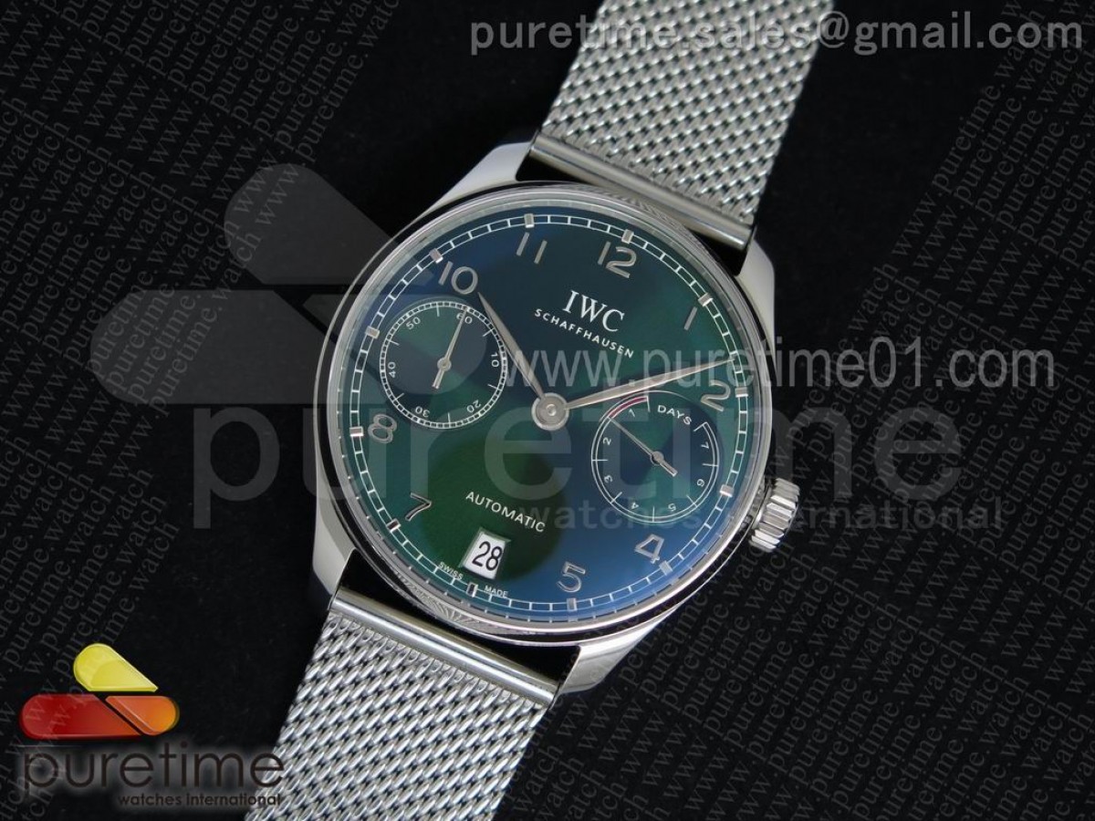 YL공장 IWC 포르투기저 5001 그린다이얼 실버마크 / 브슬 Portuguese Real PR IW5001 SS YLF Green Dial Silver Makers on SS Mesh Bracelet A52010 V4