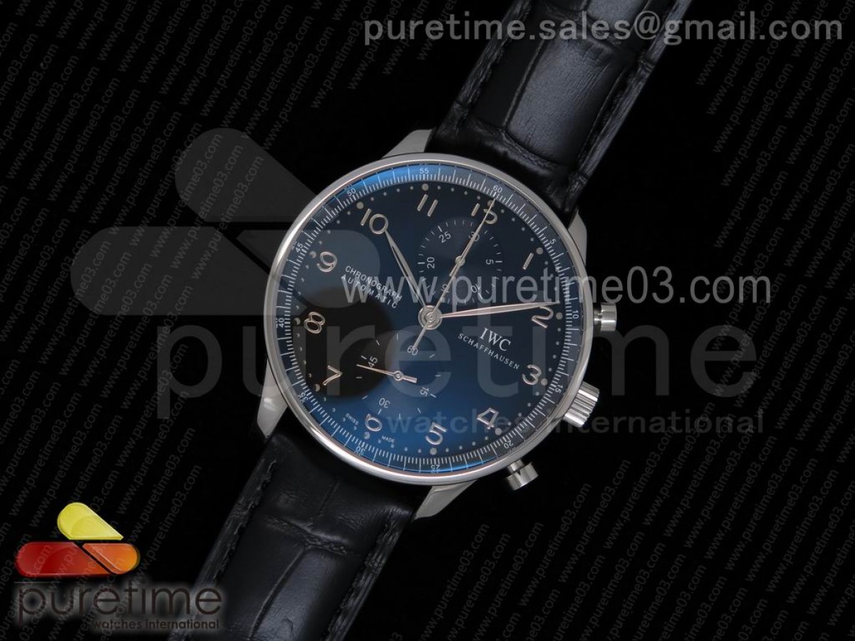 YL공장 IWC 포르투기저 371447 크로노 / 가죽 Portuguese Chrono IW371447 YLF 1:1 Best Edition on Black Leather Strap A7750 (Same Thickness as Genuine)