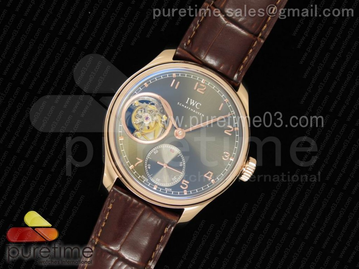 YL공장 IWC 포르투기저 5463 뚜르비옹 그레이다이얼 로즈골드 / 가죽 Portuguese Tourbillon IW5463 RG YLF Best Edition Gray Dial on Brown Leather Strap