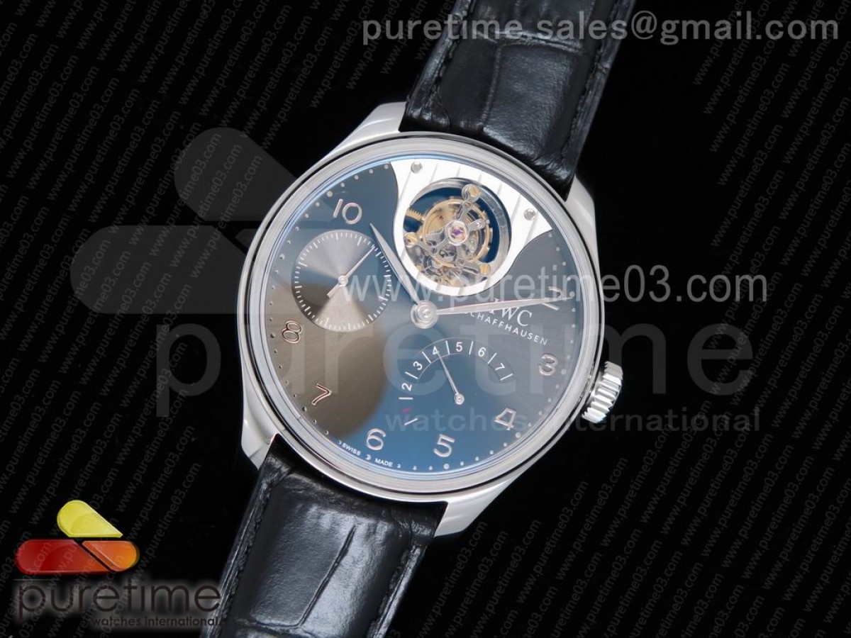 YL공장 IWC 포르투기저 5046 뚜르비옹 그레이다이얼 / 가죽 Portuguese Tourbillon IW5046 SS YLF Best Edition Gray Dial on Black Leather Strap