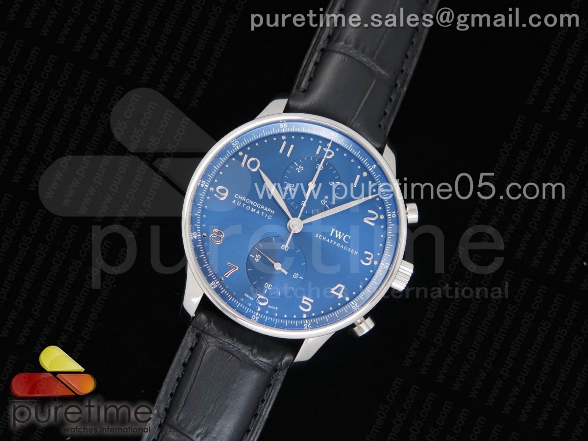 ZF공장 IWC 포루투기저 371491 블루다이얼 / 가죽  Portuguese Chrono IW371491 ZF 1:1 Best Edition Blue Dial on Black Leather Strap A7750 (Same Thickness as Genuine)