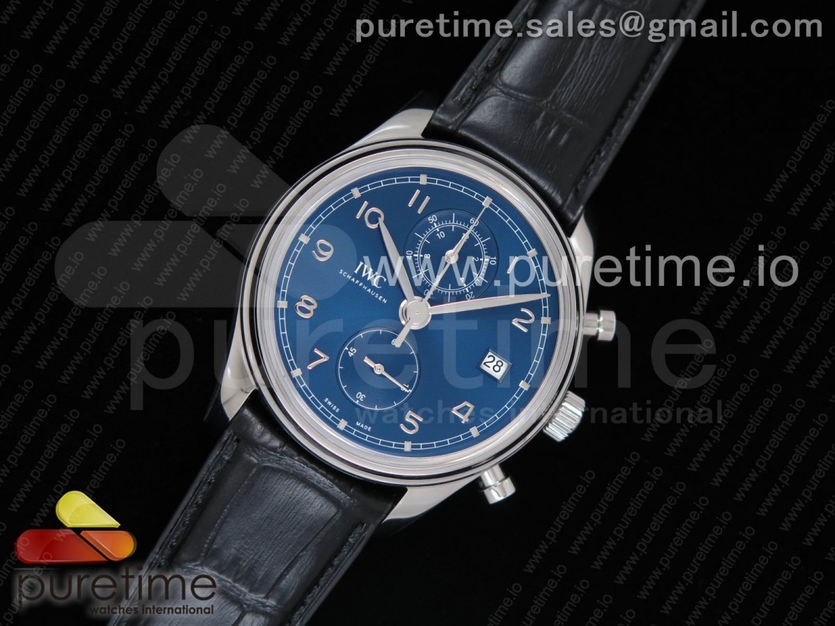 ZF공장 IWC 포루트기저 크로노 클래식 42mm 390403 블루 / 가죽 Portugieser Chrono Classic 42 IW390406 ZF 1:1 Best Edition Blue Dial on Black Leather Strap A7750