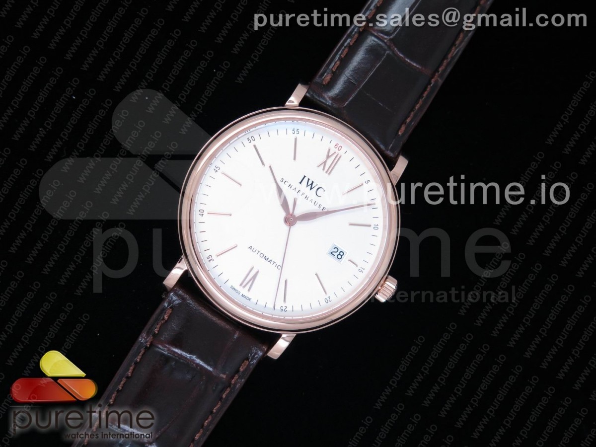 MK공장 IWC 포르토피노 오토매틱 화이트다이얼 / 가죽 Portofino Automatic RG MKF 1:1 Best Edition White Dial on Brown Leather Strap MIYOTA 9015 V5