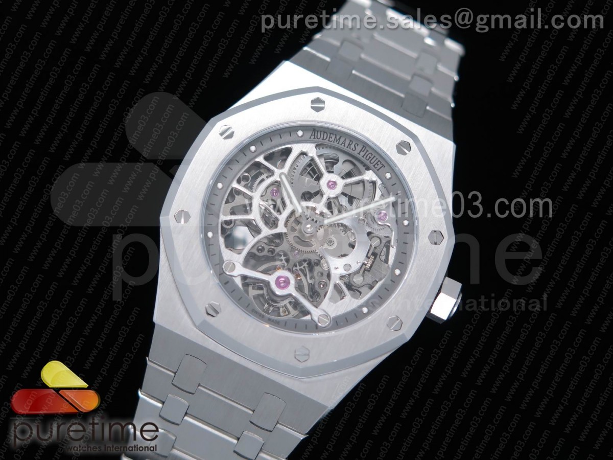 오데마피게 로얄오크 페이크뚜르비옹 스켈레톤다이얼 / 브슬 Royal Oak Fake Tourbillon SS Skeleton Dial on SS Bracelet A23J