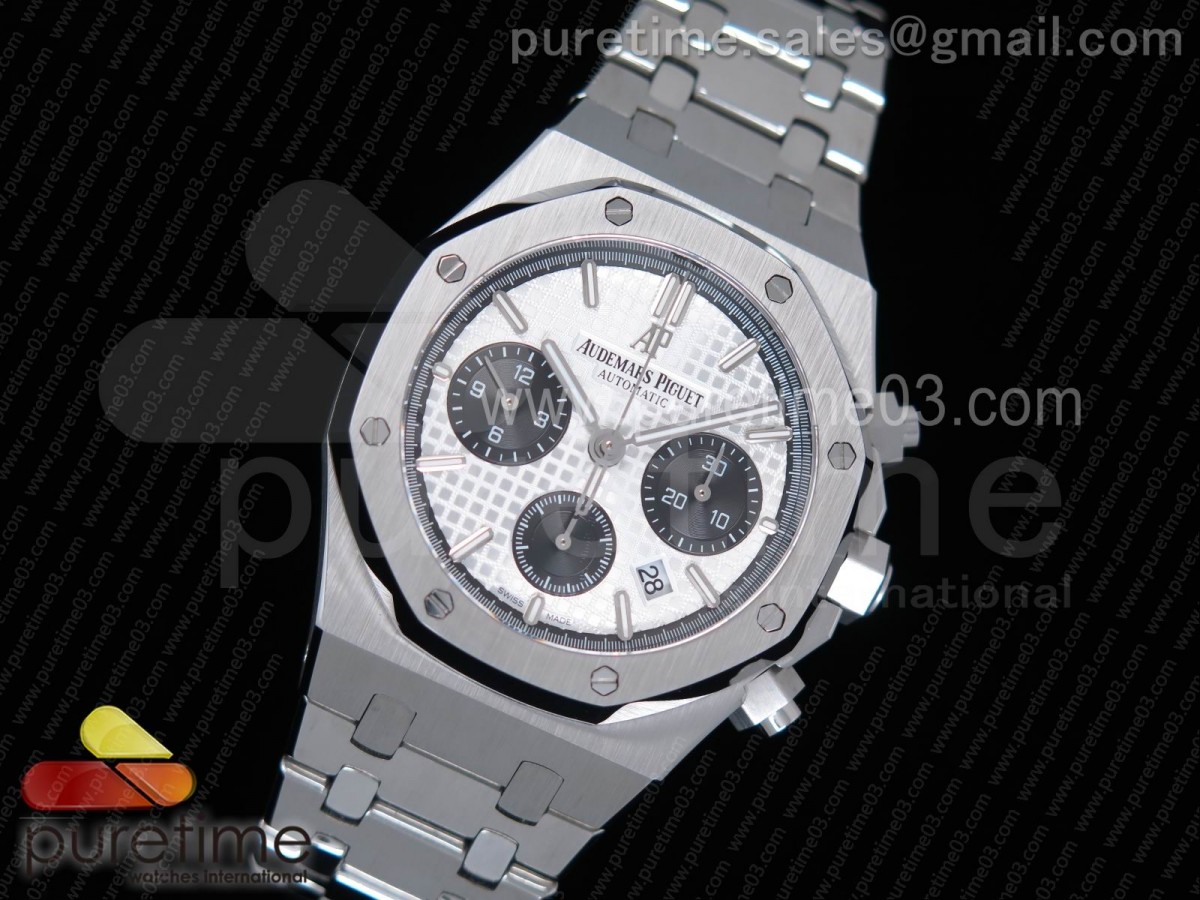 JH공장 오데마피게 로얄오크 크로노그래프 화이트/블랙 다이얼 / 브슬 Royal Oak Chronograph SS JHF Best Edition White/Black Dial on SS Bracelet A7750