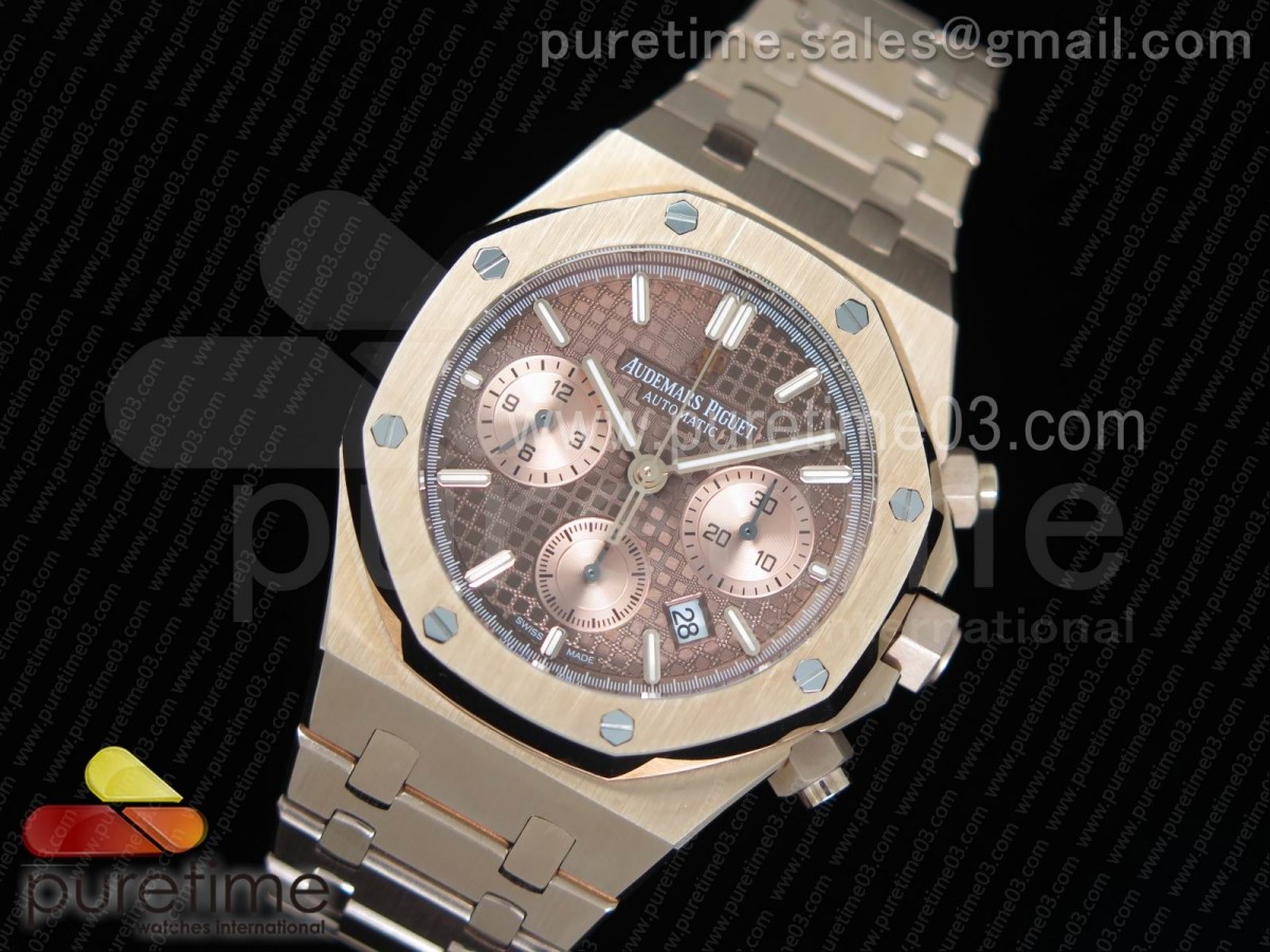 JH공장 오데마피게 로얄오크 크로노그래프 브라운/로즈골드 다이얼 로즈골드 / 브슬 Royal Oak Chronograph RG JHF Best Edition Brown/RG Dial on RG Bracelet A7750