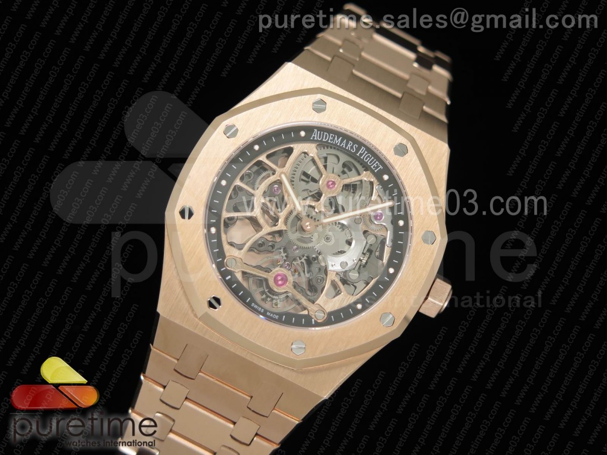 오데마피게 로얄오크 페이크뚜르비옹 스켈레톤다이얼 로즈골드 / 브슬 Royal Oak Fake Tourbillon RG Skeleton Dial on RG Bracelet A23J