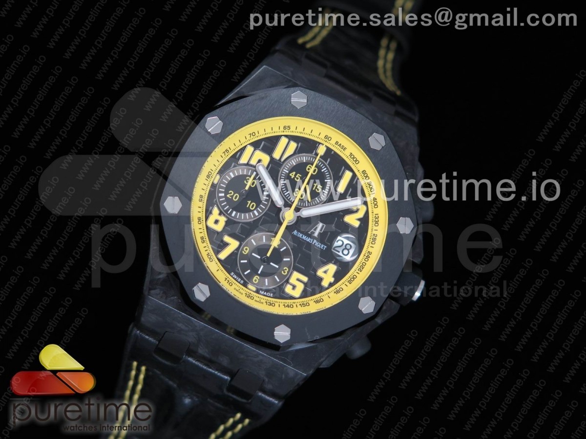 JF공장 오데마피게 로얄오크 오프쇼어 범블비 카본 / 가죽 Royal Oak Offshore Bumble Bee Forged Carbon 1:1 JF Best Edition on Leather Strap A7750 V2 w/ Cyclops