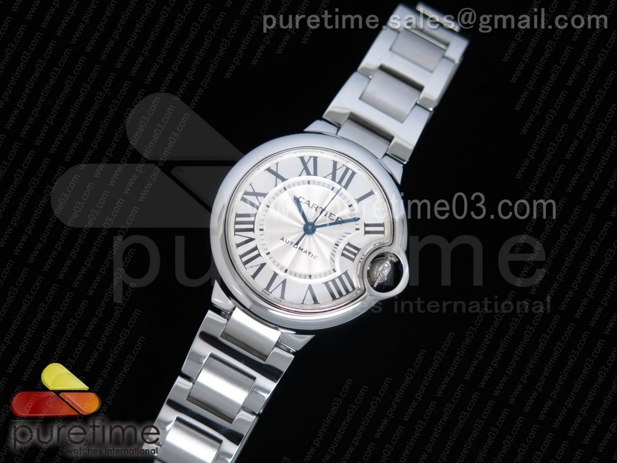 TW공장 까르띠에 발롱블루 33MM 화이트다이얼 / 브슬 Ballon Bleu 33mm SS TWF 1:1 Best Edition White Textured Dial on SS Bracelet SEIKO NH05A