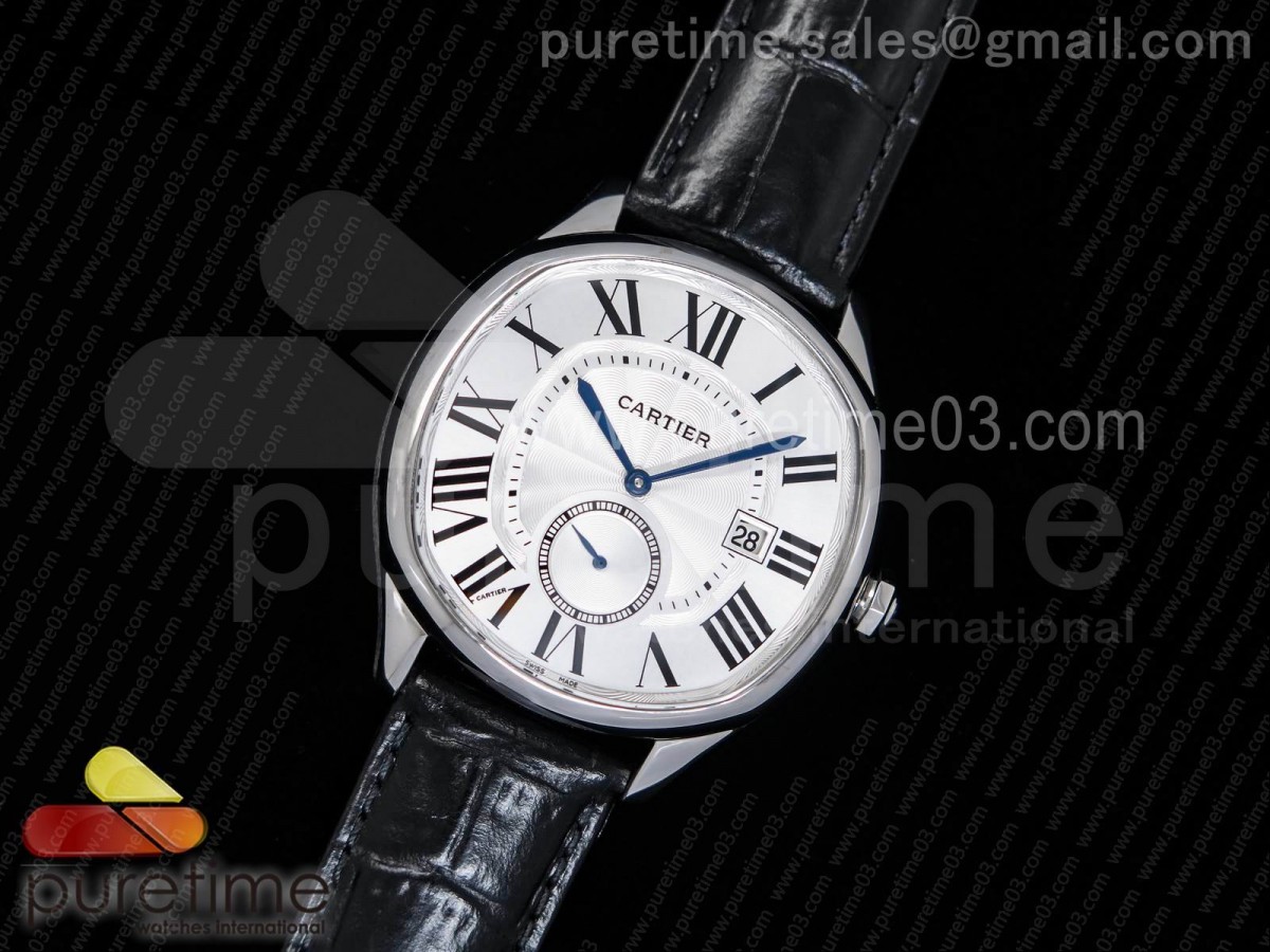 TF공장 까르띠에 드라이브 드 화이트 텍스트다이얼 / 가죽 Drive de Cartier SS TF 1:1 Best Edition White Textured Dial on Black Leather Strap A23J