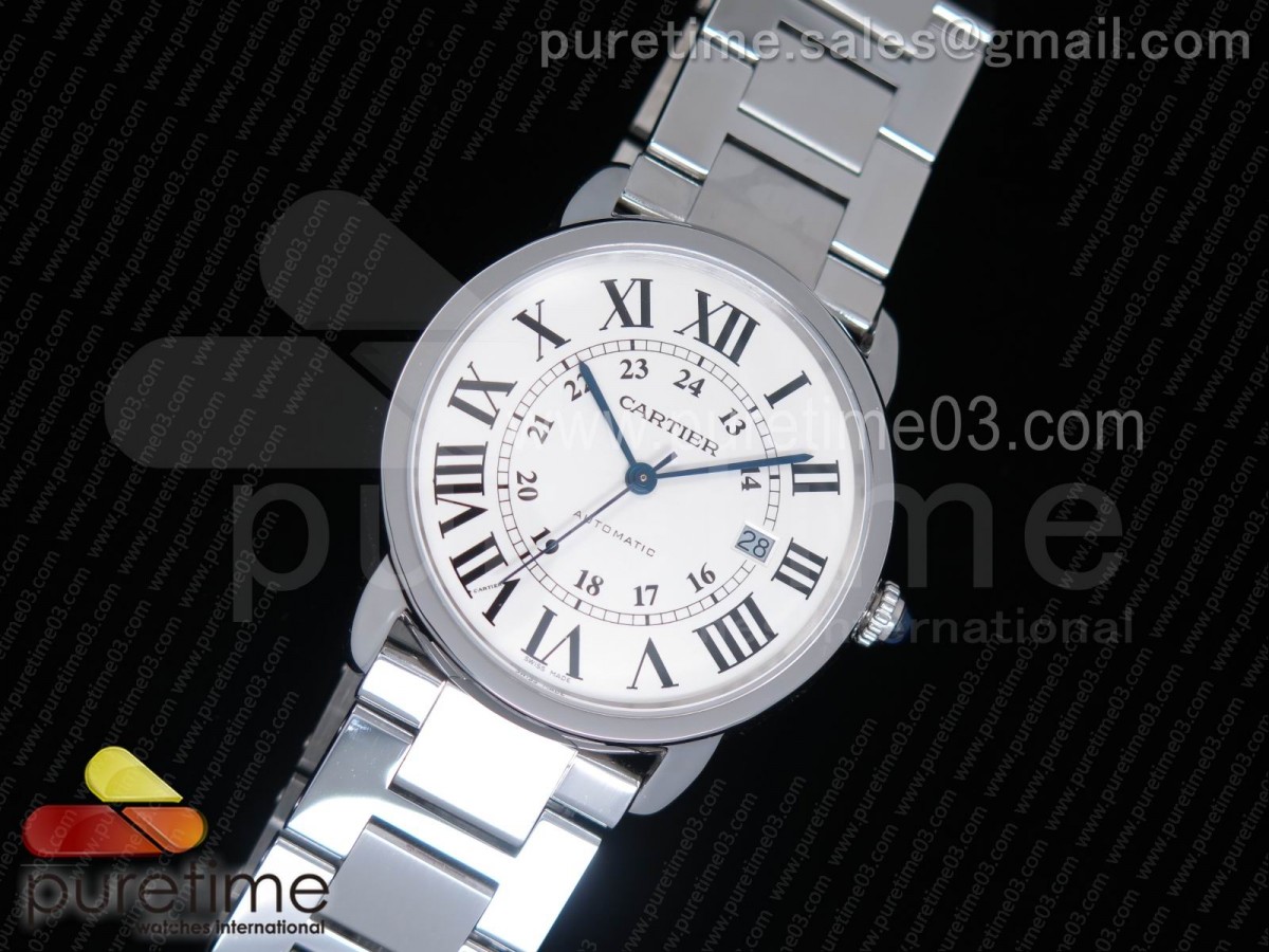 ZF공장 까르띠에 롱드솔로 42MM 화이트다이얼 / 브슬 Ronde Solo de Cartier 42mm ZF 1:1 Best Edition White Dial on SS Bracelet MIYOTA 9015