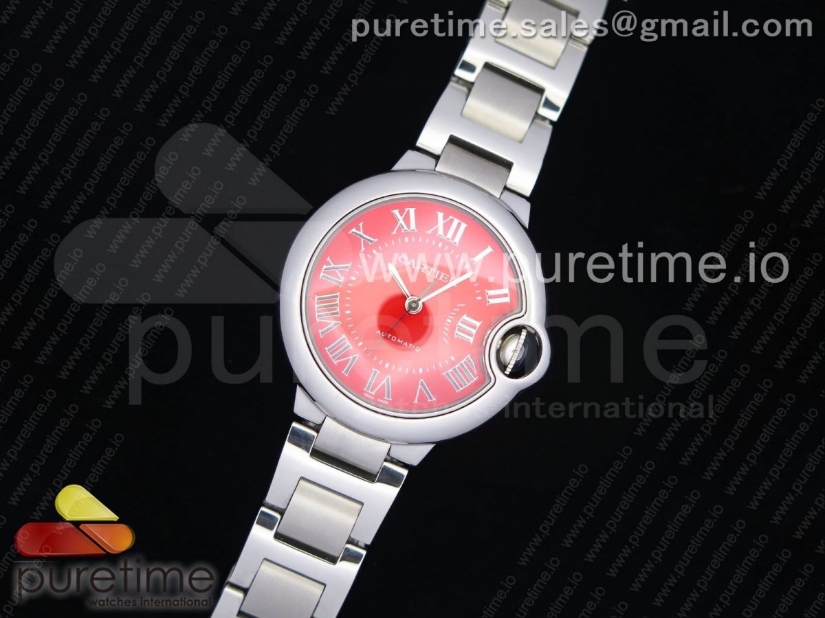 V6공장 까르띠에 발롱블루 33MM 레드다이얼 / 브슬 Ballon Bleu 33mm SS V6F 1:1 Best Edition Red Dial on SS Bracelet Ronda Quartz