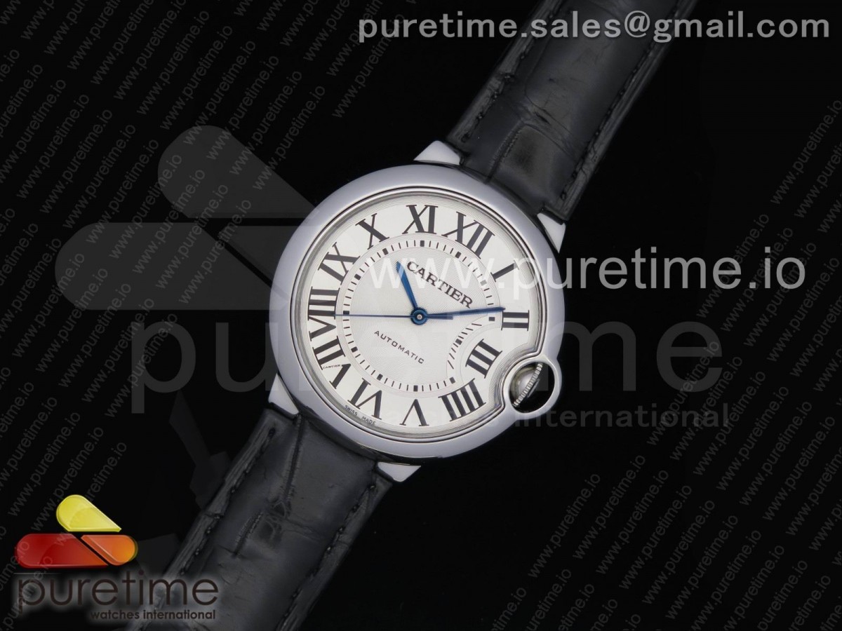 V9공장 까르띠에 발롱블루 36MM 화이트 텍스트다이얼 / 악어가죽+ 무료 브슬 Ballon Bleu Platinum 36mm SS V9F 1:1 Best Edition White Textured Dial on Croco Strap Cal.076 (Free SS Bracelet)