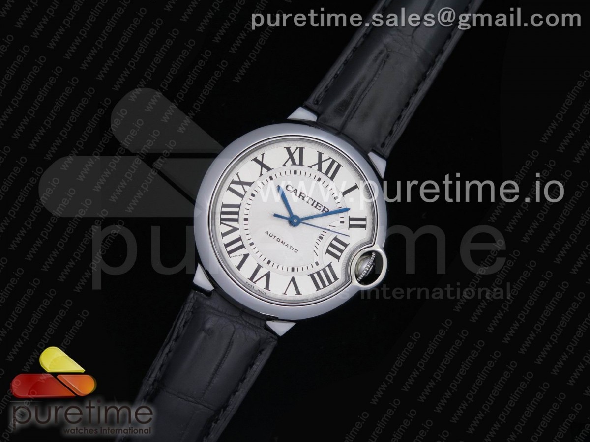 V9공장 까르띠에 발롱블루 36MM 화이트 텍스트다이얼 / 더블 사이드 악어가죽+ 무료 브슬 Ballon Bleu Platinum 36mm SS V9F 1:1 Best Edition White Textured Dial on Double Side Croco Strap Cal.076 (Free SS Bracelet)